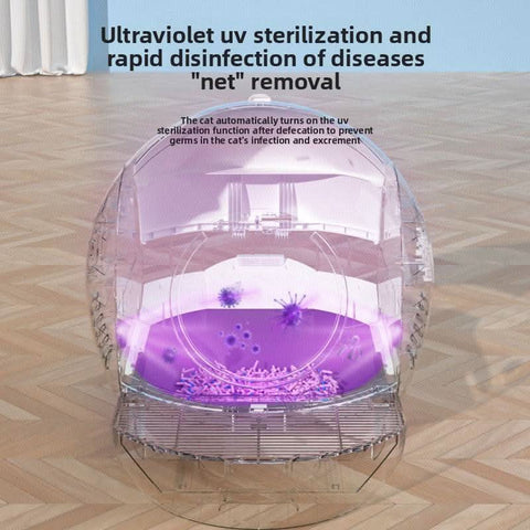 Automatic Large Cat Litter Box UV Sterilizer Anti Spill WIFI Control - petsbene