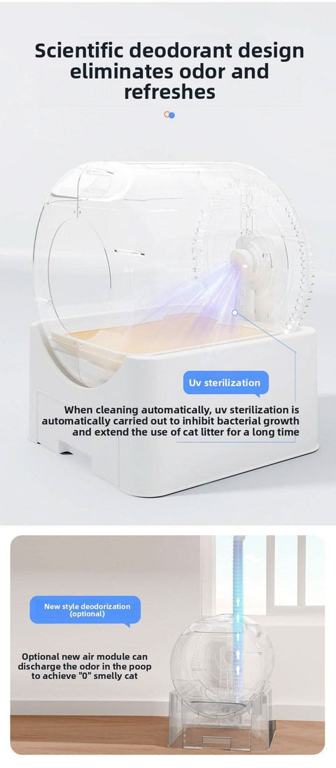 Smart Extra Large Enclosed Litter Box Auto Clean Deodorize - petsbene
