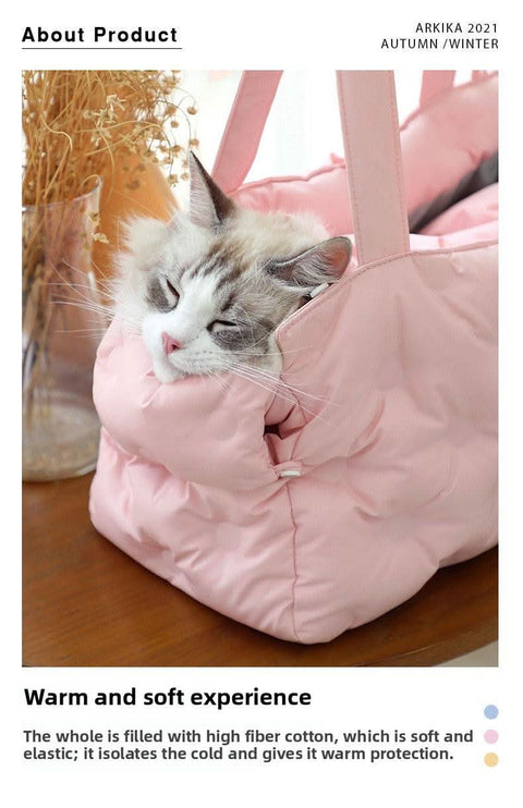 Stylish Polka Dot Cat Carrier Handbag Portable Dog Bag Large Capacity - petsbene