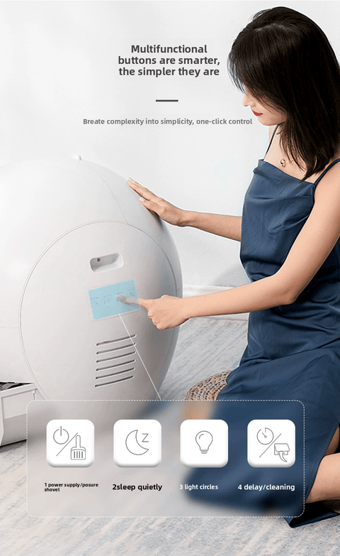 Automatic Large Cat Litter Box UV Sterilizer Anti Spill WIFI Control - petsbene
