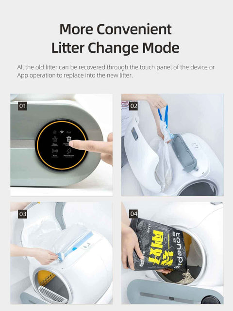 Auto Extra Large Cat Litter Box Intelligent Self Cleaning - petsbene
