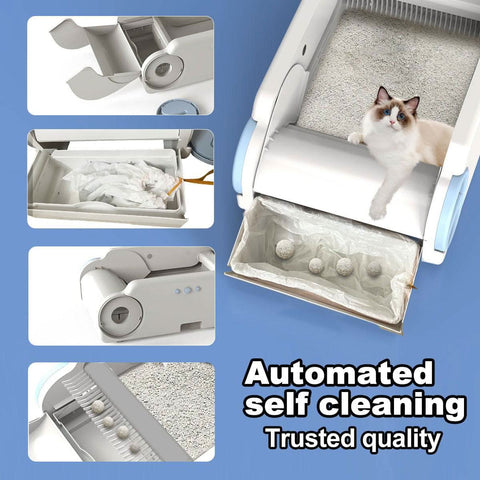 Automatic Cat Litter Box Cleaner Smart Device Anti Spill WiFi Control - petsbene