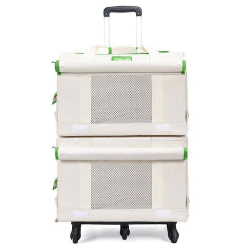 Pet Trolley Case Double Layer Bus Cat Bag Cat Push Pull Box Large Capacity Two Spring Summer Breathable Dog Handbag - petsbene