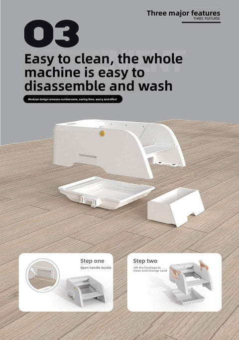 No Scooping Cat Litter Pan APP Controlled Large Semi Enclosed - petsbene