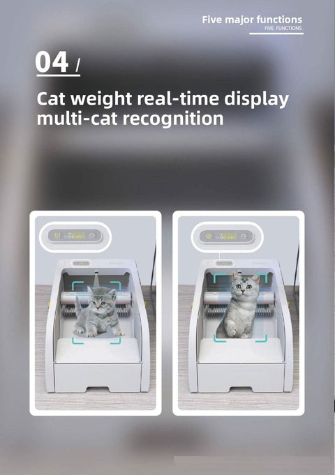 No Scooping Cat Litter Pan APP Controlled Large Semi Enclosed - petsbene
