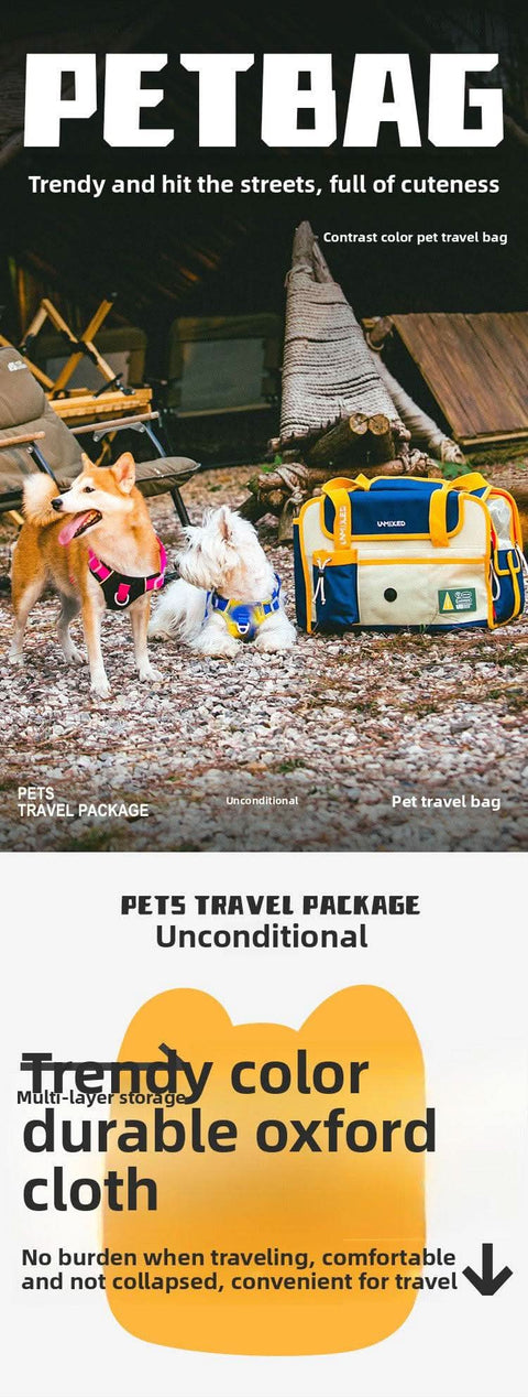 Simple Pet Travel Bag Carrier Large Capacity Breathable Dirt Resistant Dog Cat - petsbene