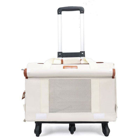 Pet Trolley Case Double Layer Bus Cat Bag Cat Push Pull Box Large Capacity Two Spring Summer Breathable Dog Handbag - petsbene