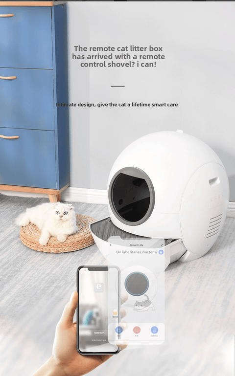 Automatic Large Cat Litter Box UV Sterilizer Anti Spill WIFI Control - petsbene