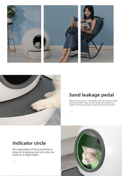 Automatic Large Cat Litter Box UV Sterilizer Anti Spill WIFI Control - petsbene