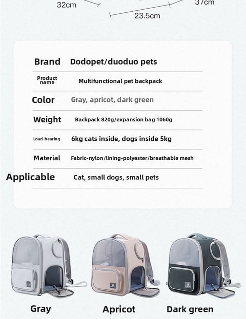 Airline Approved Cat Carrier Portable Backpack Expandable Pet Bag - petsbene
