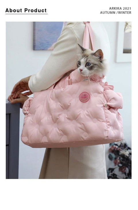 Stylish Polka Dot Cat Carrier Handbag Portable Dog Bag Large Capacity - petsbene