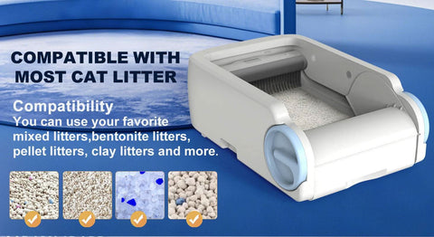 Automatic Cat Litter Box Cleaner Smart Device Anti Spill WiFi Control - petsbene