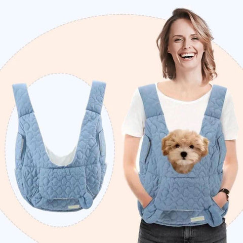 Stylish Portable Pet Chest Bag Dog Cat Carrier Soft Breathable - petsbene