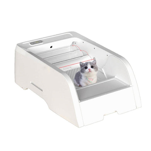 No Scooping Cat Litter Pan APP Controlled Large Semi Enclosed - petsbene
