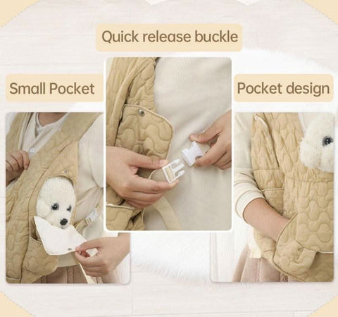 Stylish Portable Pet Chest Bag Dog Cat Carrier Soft Breathable - petsbene