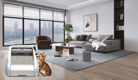 Automatic Cat Litter Box Cleaner Smart Device Anti Spill WiFi Control - petsbene