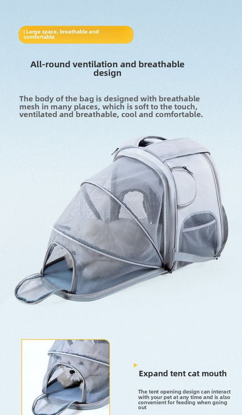 Airline Approved Cat Carrier Portable Backpack Expandable Pet Bag - petsbene