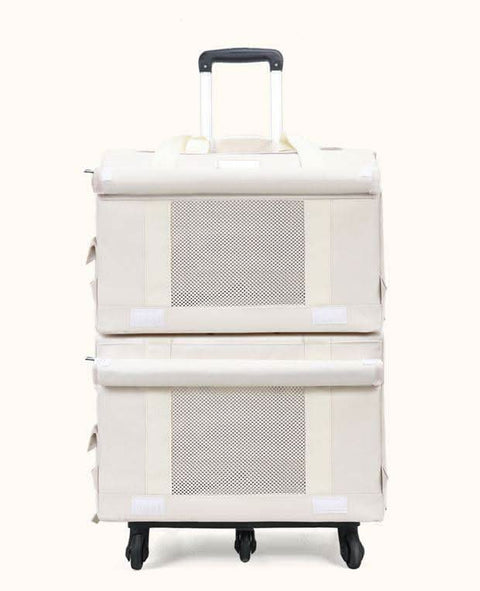 Pet Trolley Case Double Layer Bus Cat Bag Cat Push Pull Box Large Capacity Two Spring Summer Breathable Dog Handbag - petsbene