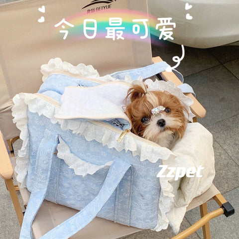 Korean Style All Season Pet Carrier for Cats Dogs Small Medium Breeds Yorkie Maltese Portable Washable - petsbene