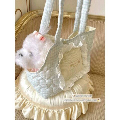 Princess puppy mobile bag pet out bag quilting fresh and cute - petsbene