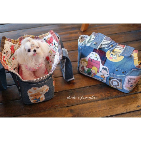 Small cat and dog pet bag denim shoulder carry out bag dog bag - petsbene