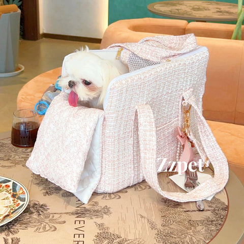 Korean Style All Season Pet Carrier for Cats Dogs Small Medium Breeds Yorkie Maltese Portable Washable - petsbene