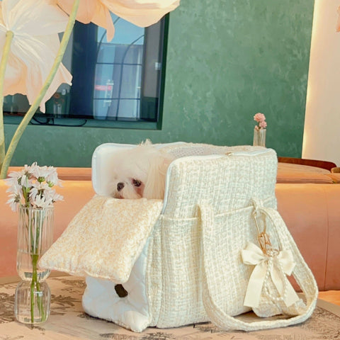 Korean Style All Season Pet Carrier for Cats Dogs Small Medium Breeds Yorkie Maltese Portable Washable - petsbene