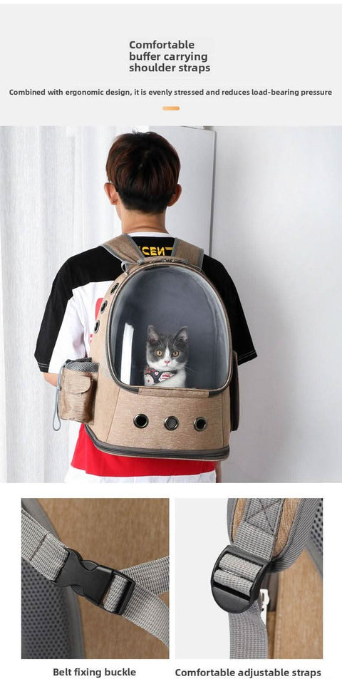Stylish Foldable Transparent Pet Backpack for Cats Dogs Travel - petsbene