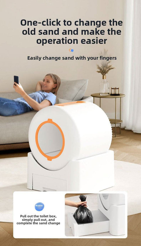 Smart Extra Large Enclosed Litter Box Auto Clean Deodorize - petsbene