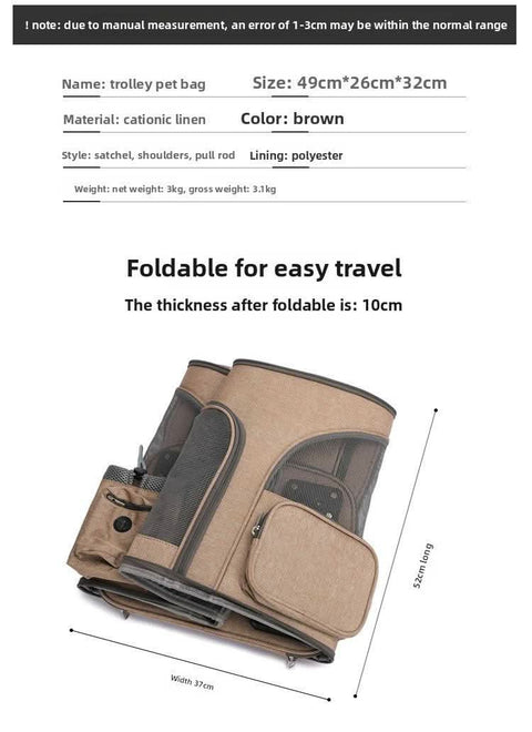Airline Approved Large Capacity Pet Carrier Luggage Portable Cat Backpack Breathable Foldable Dual Use - petsbene