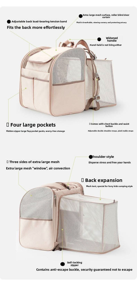 Airline Approved Cat Carrier Backpack Expandable Large Pet Travel Bag - petsbene