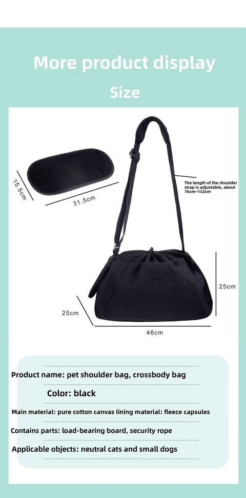 Adjustable Drawstring Dog Cat Carrier Sling Warm Wool Interior - petsbene