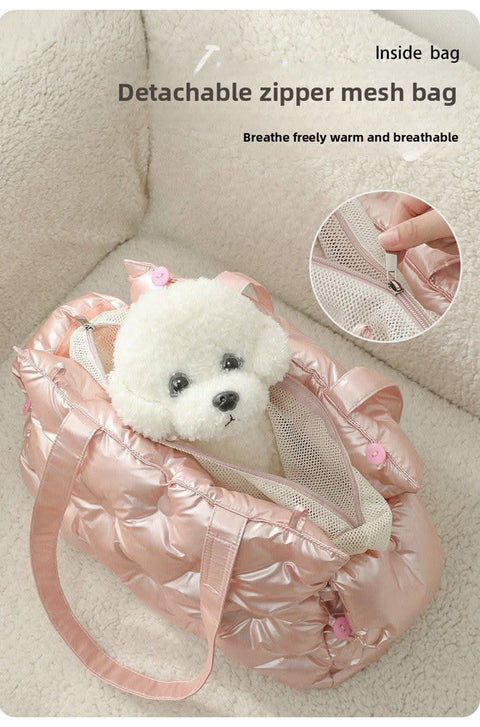 Adorable Dotted Pet Bag For Cats Dogs Shoulder Warm Comfortable - petsbene