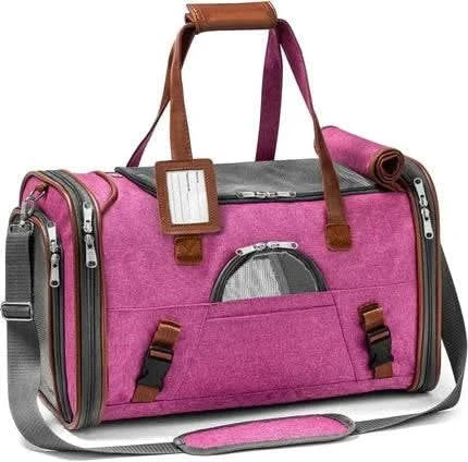 Airline Approved Soft Pet Carrier Cat Handbag Self Locking Zip - petsbene