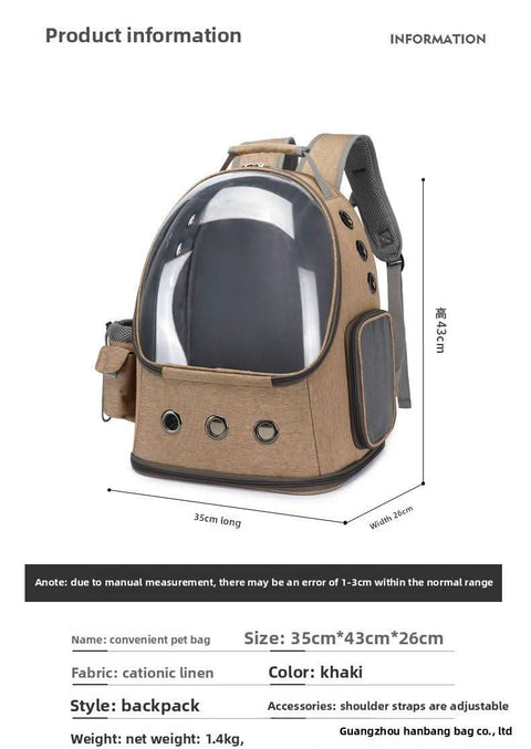 Stylish Foldable Transparent Pet Backpack for Cats Dogs Travel - petsbene