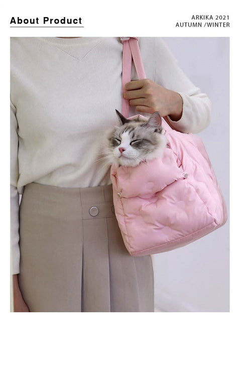 Stylish Polka Dot Cat Carrier Handbag Portable Dog Bag Large Capacity - petsbene