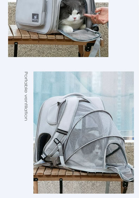 Airline Approved Cat Carrier Portable Backpack Expandable Pet Bag - petsbene