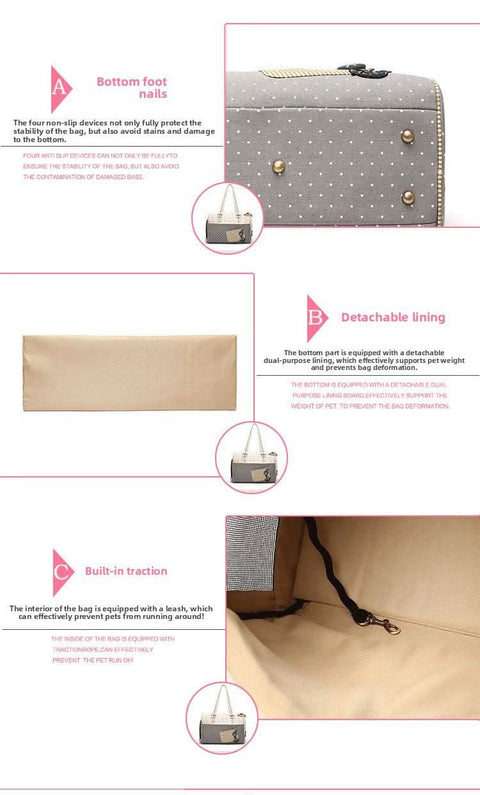 Convenient Pet Handbag Canvas Design for Travel - petsbene