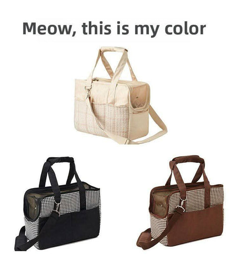 Canvas Cat Carrier Portable Small Dog Bag Handheld Lightweight Cotton Pet Pouch - petsbene