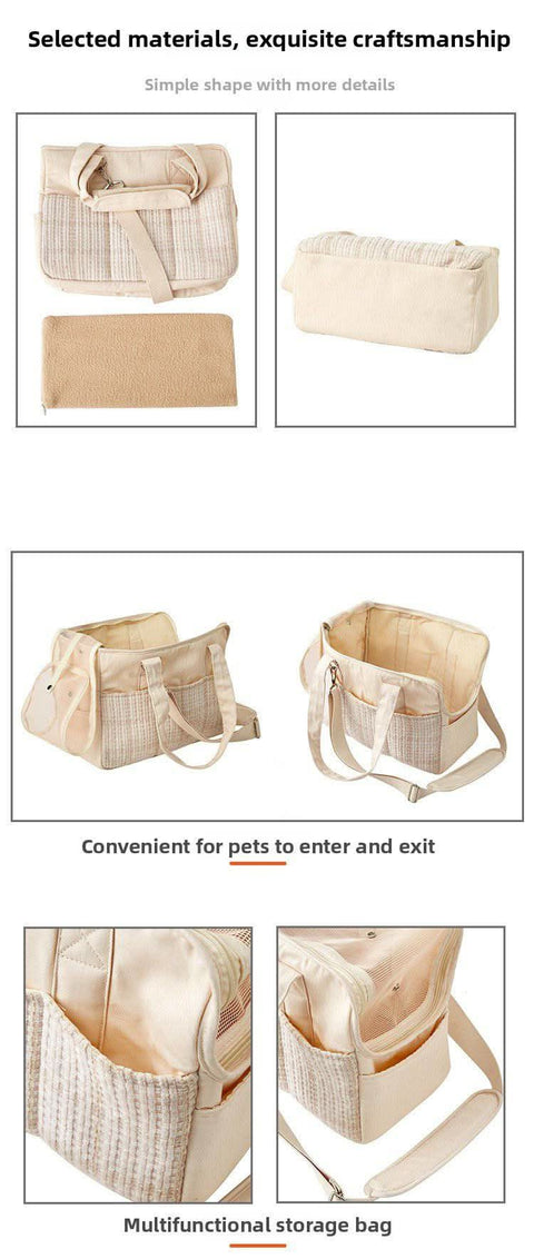 Canvas Cat Carrier Portable Small Dog Bag Handheld Lightweight Cotton Pet Pouch - petsbene