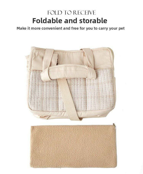 Canvas Cat Carrier Portable Small Dog Bag Handheld Lightweight Cotton Pet Pouch - petsbene