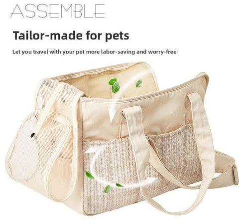 Canvas Cat Carrier Portable Small Dog Bag Handheld Lightweight Cotton Pet Pouch - petsbene
