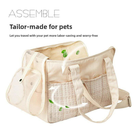 Canvas Cat Carrier Portable Small Dog Bag Handheld Lightweight Cotton Pet Pouch - petsbene