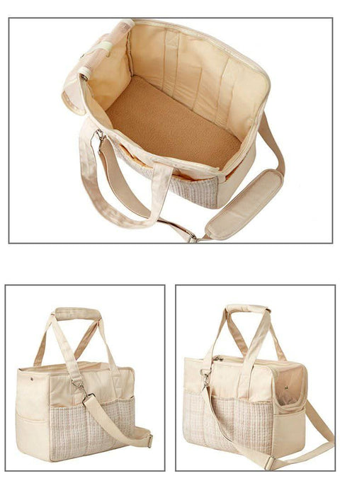 Canvas Cat Carrier Portable Small Dog Bag Handheld Lightweight Cotton Pet Pouch - petsbene