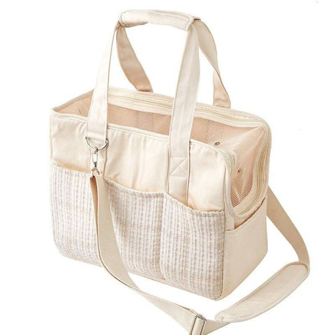 Canvas Cat Carrier Portable Small Dog Bag Handheld Lightweight Cotton Pet Pouch - petsbene