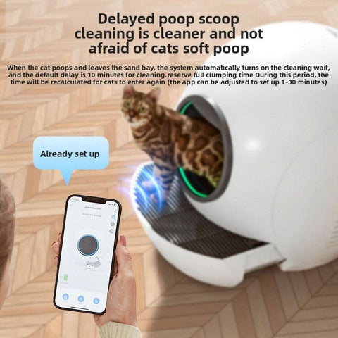 Automatic Large Cat Litter Box UV Sterilizer Anti Spill WIFI Control - petsbene