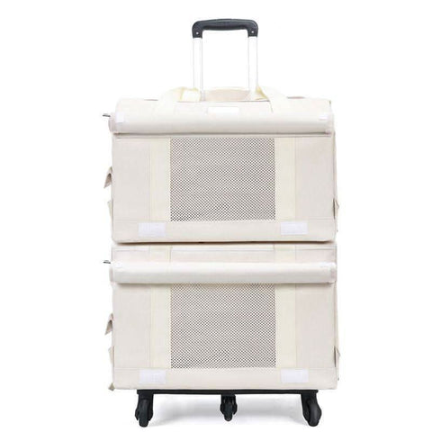 Pet Trolley Case Double Layer Bus Cat Bag Cat Push Pull Box Large Capacity Two Spring Summer Breathable Dog Handbag - petsbene