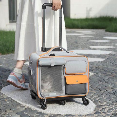 Detachable Airline Approved Pet CarrierTrolley Case Cat Dog Travel Bag - petsbene
