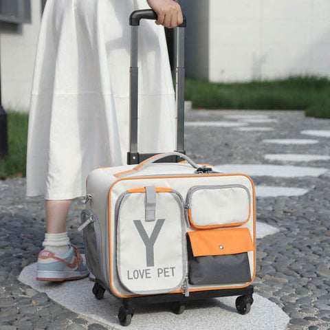 Detachable Airline Approved Pet CarrierTrolley Case Cat Dog Travel Bag - petsbene
