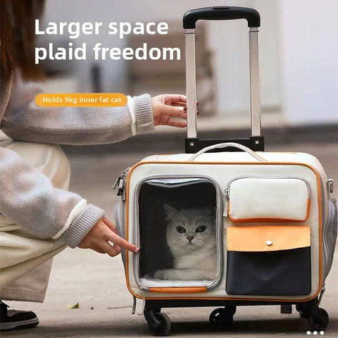 Detachable Airline Approved Pet CarrierTrolley Case Cat Dog Travel Bag - petsbene